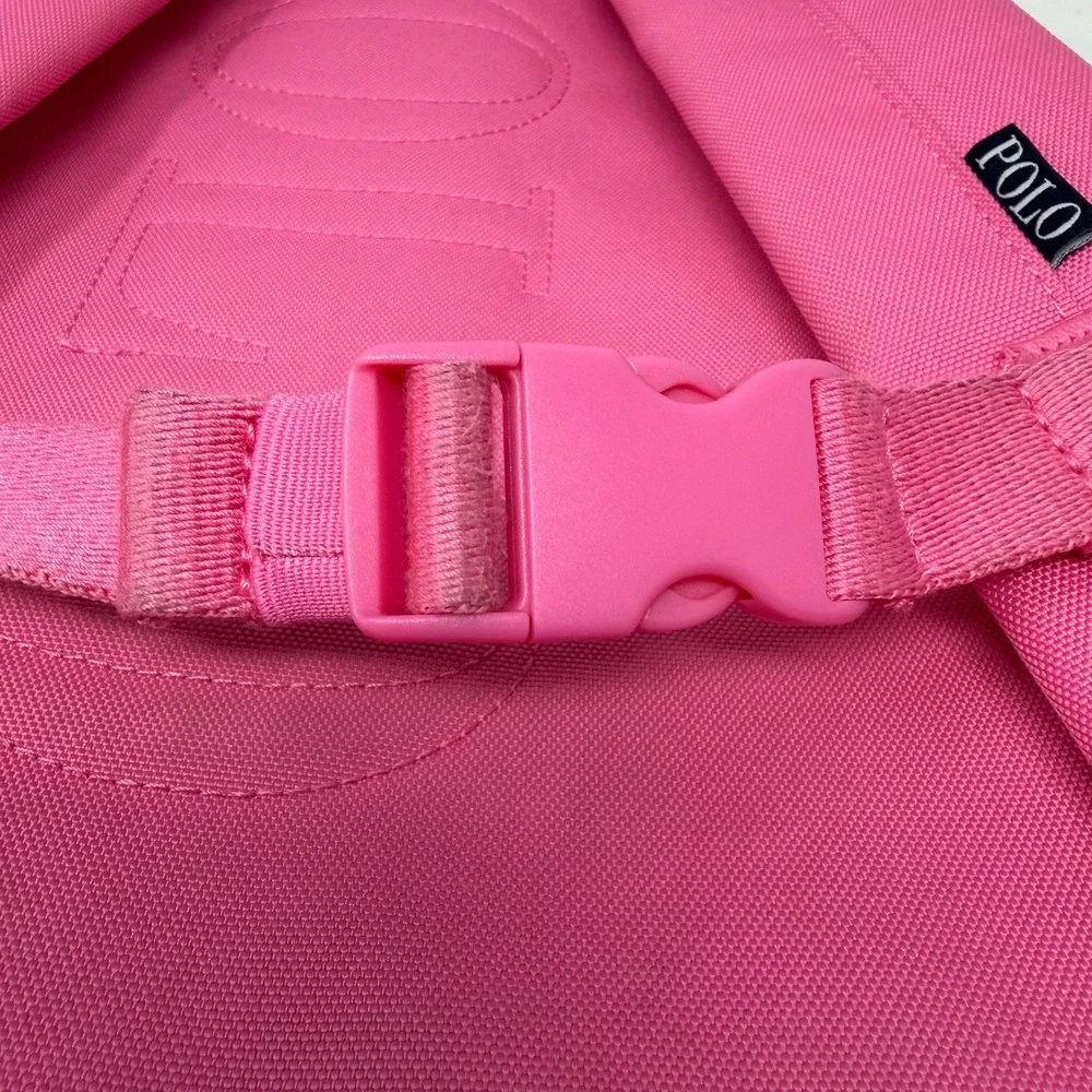 Polo Ralph Lauren Backpack Girls Pink Polo Bear Embroidered Canvas EUC